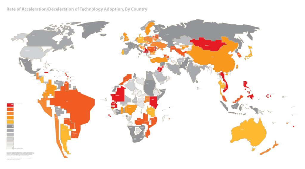 mapa de adopcion tecnologica en el mundo