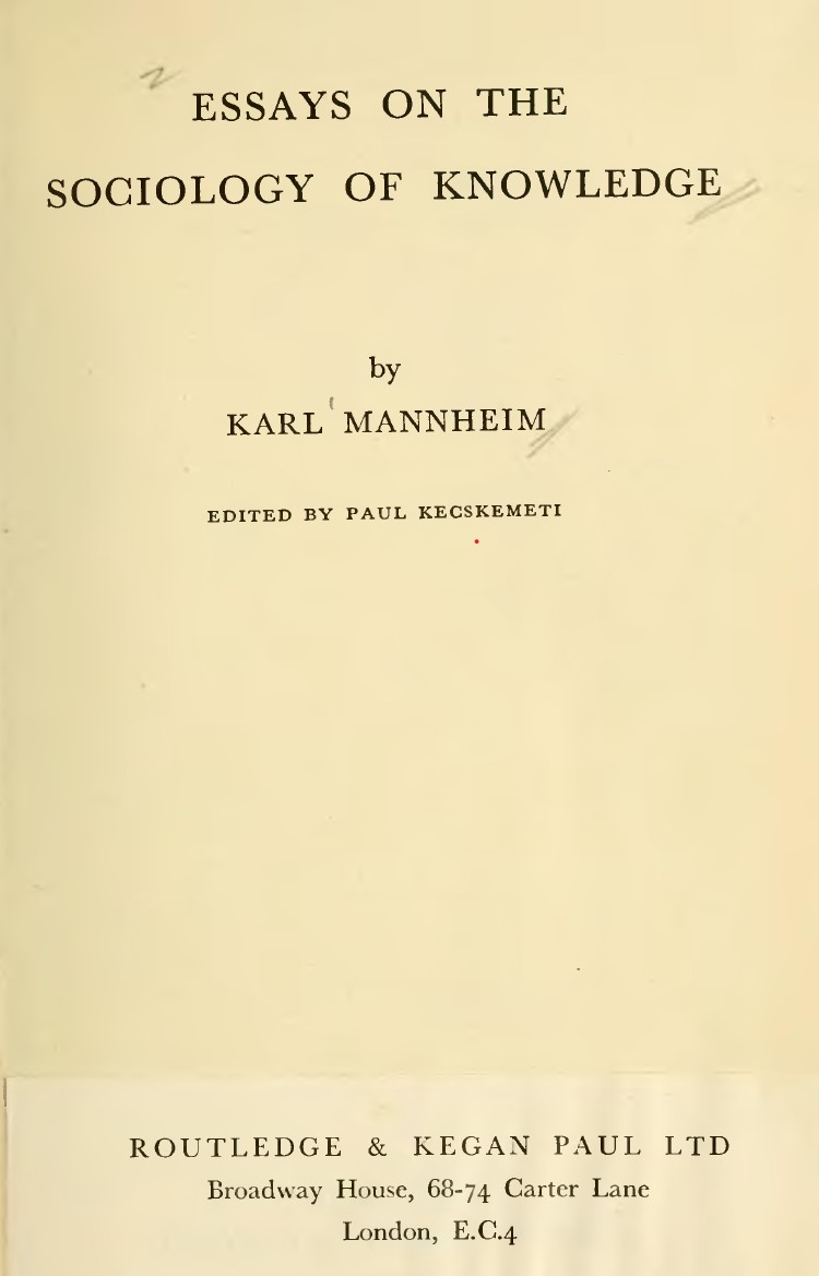 karl mannheim sociology of knowledge