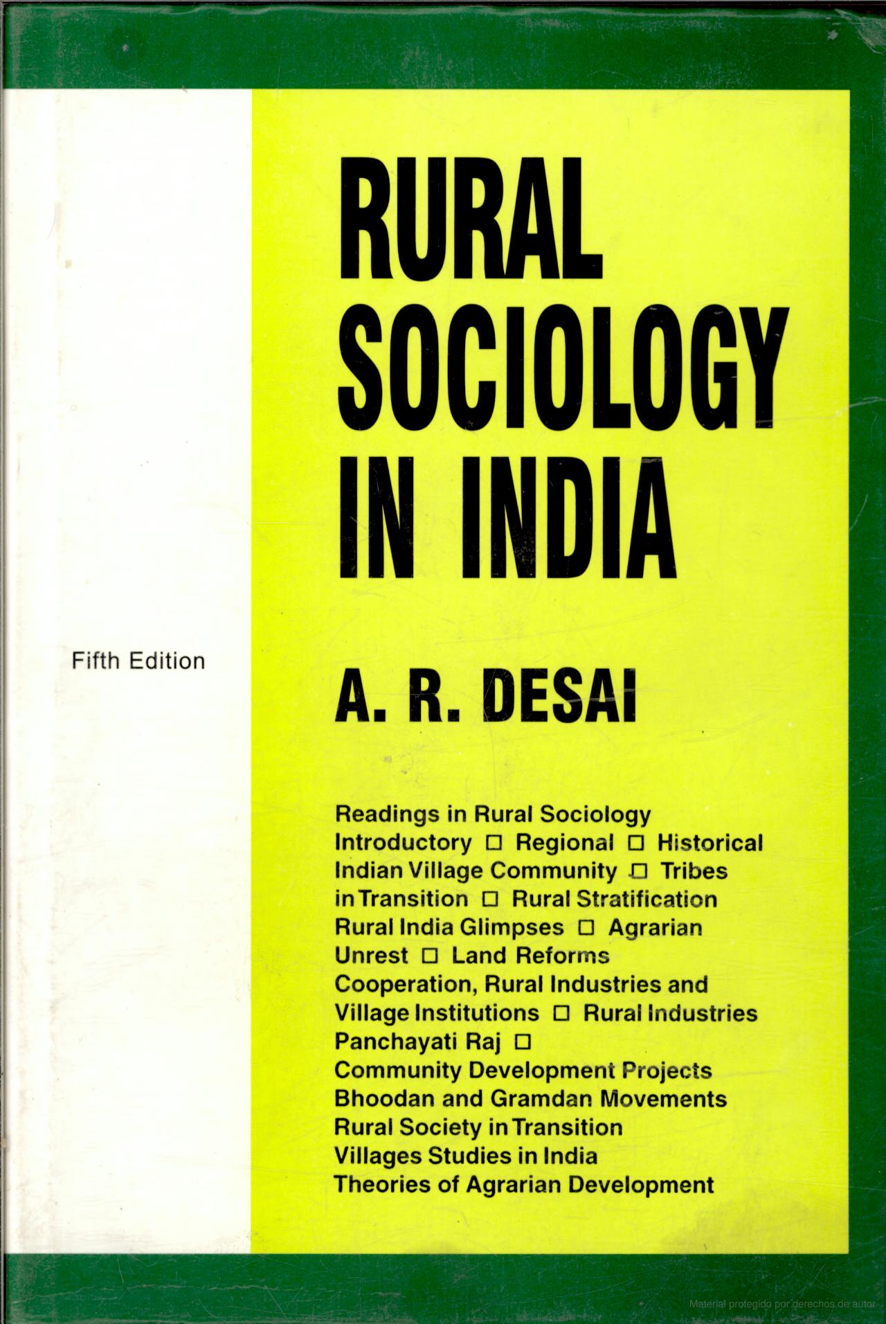 rural sociology in india by ar desai book cover
