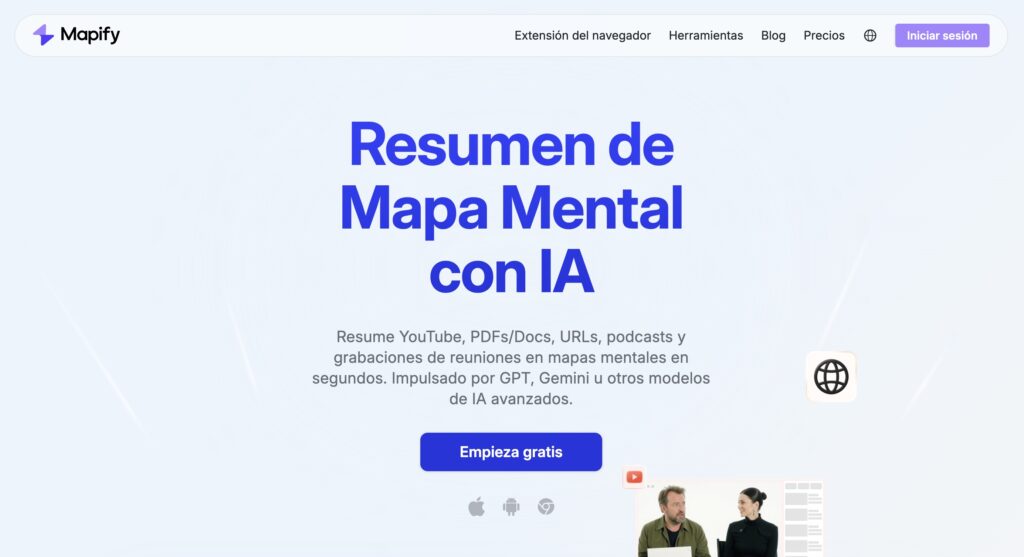 Mapify generador mapa mental con IA desde PDF y YouTube