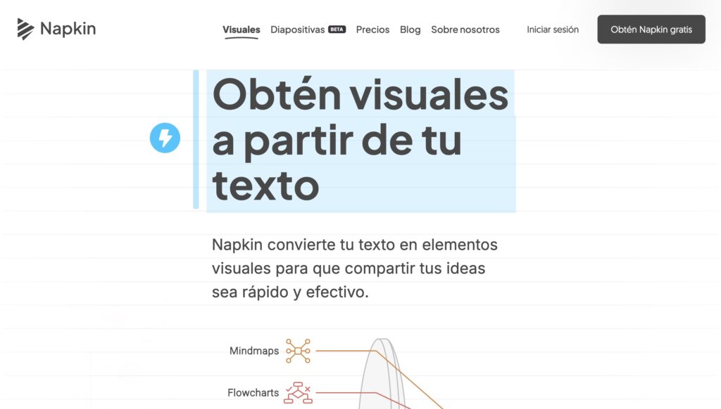 Napkin AI convierte texto en mapas mentales y diagramas visuales